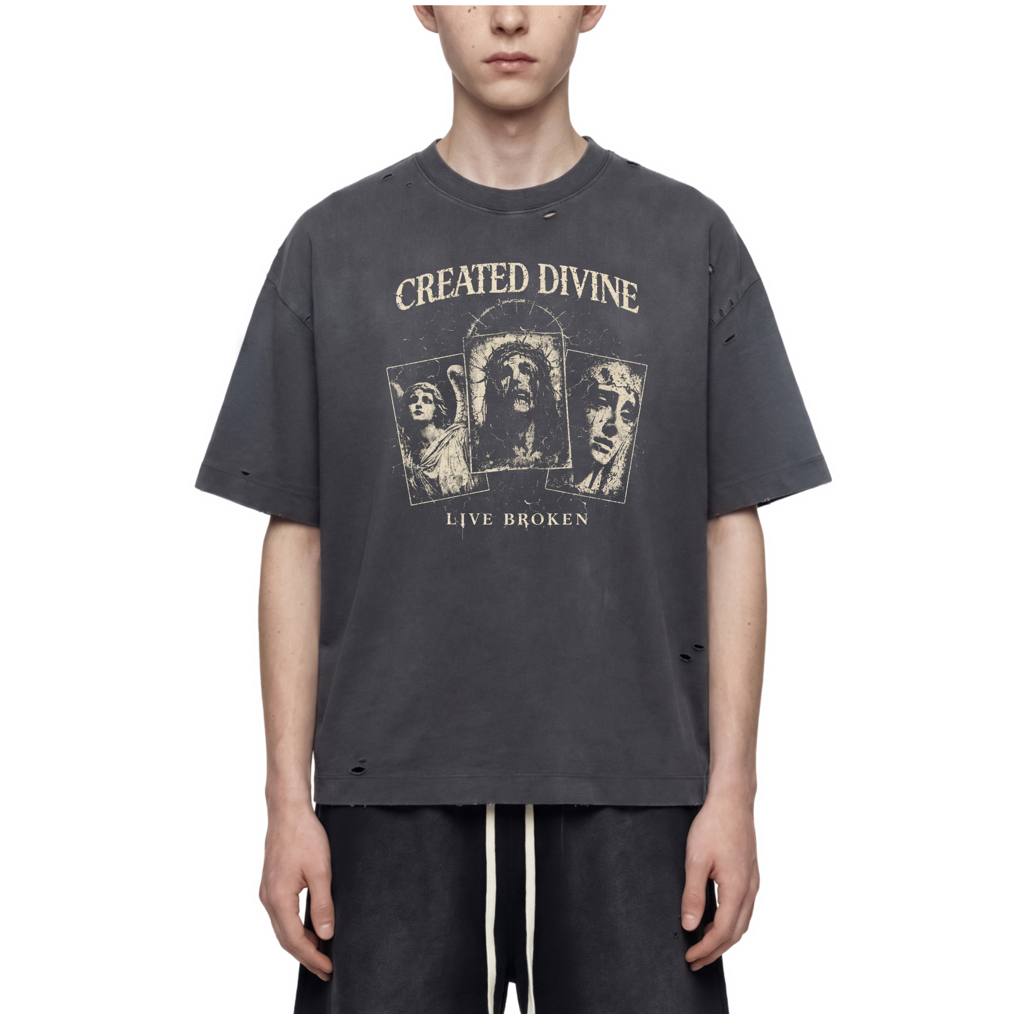Live Broken Oversized Distressed Tee