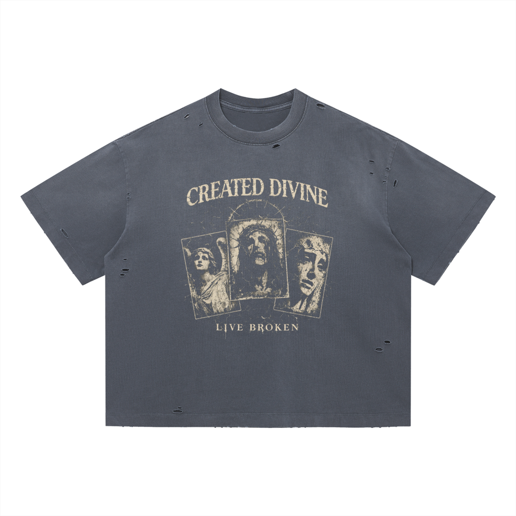 Live Broken Oversized Distressed Tee