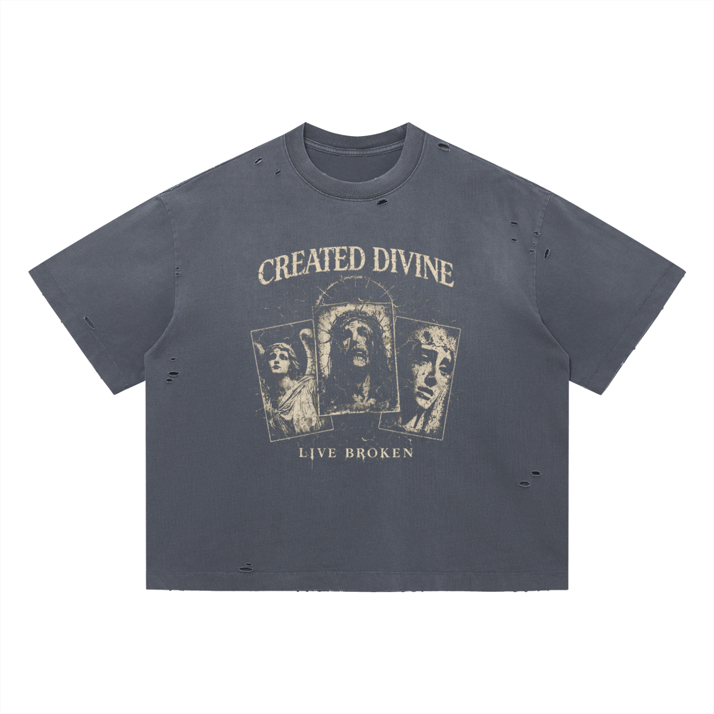 Live Broken Oversized Distressed Tee